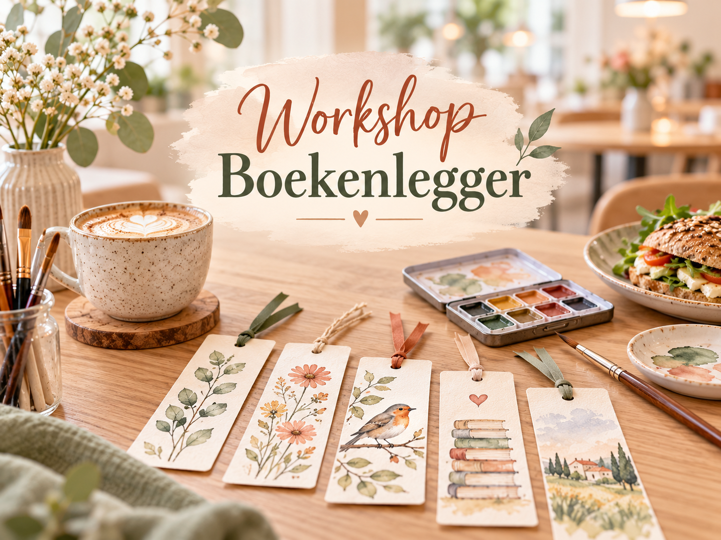 gezellige workshop boekenlegger in café