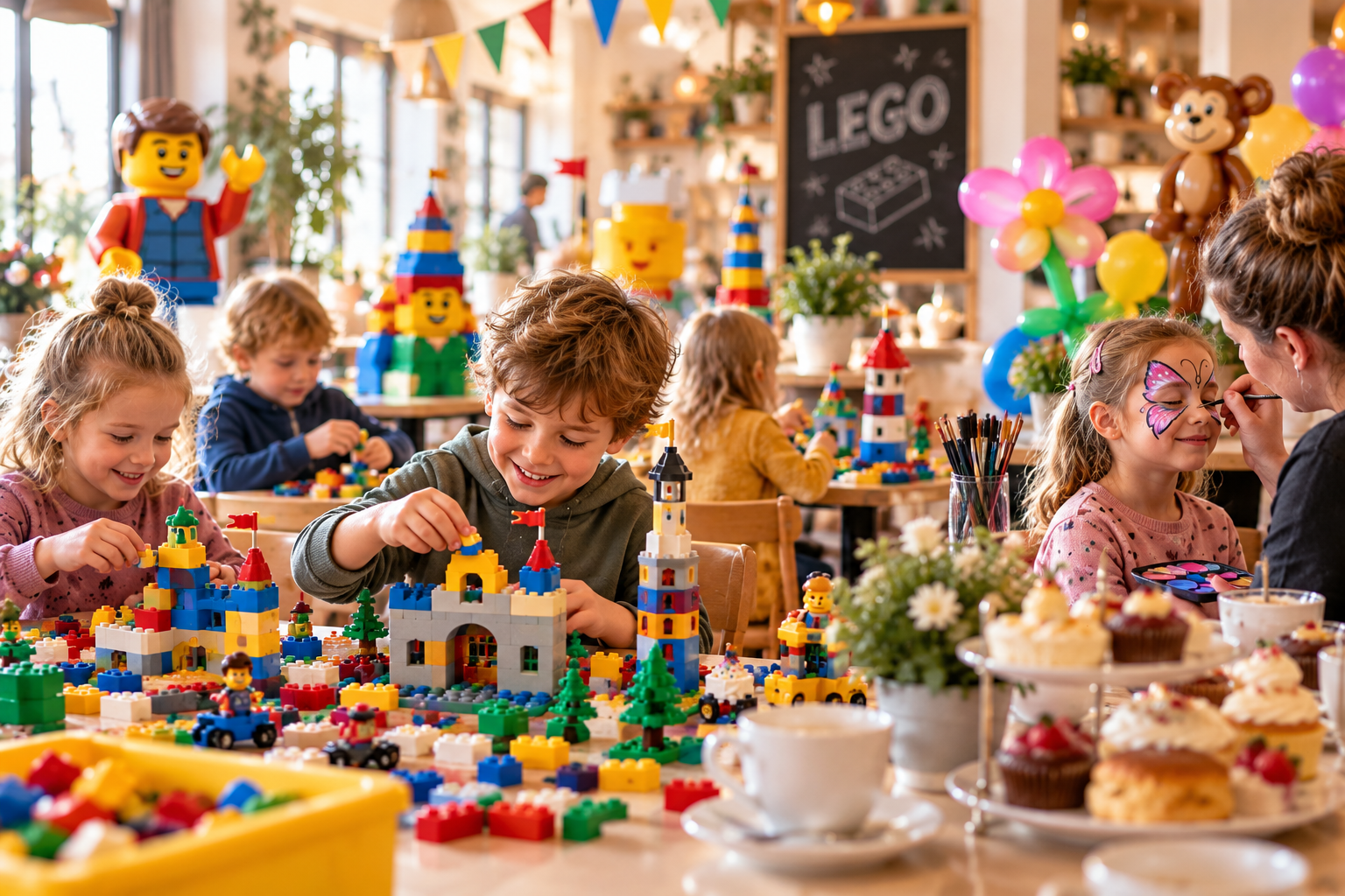 vrolijke lego kinderfeestdag in het café