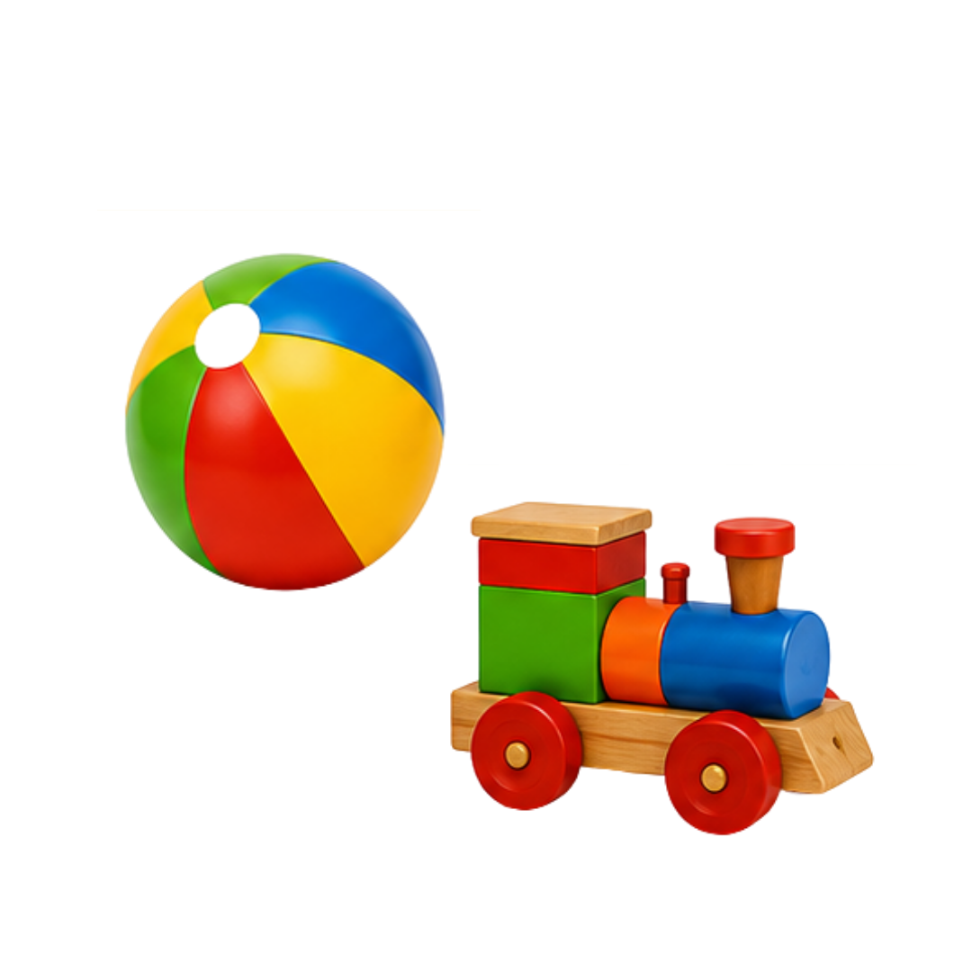 Strandbal en speelgoedtrein van KidsToys